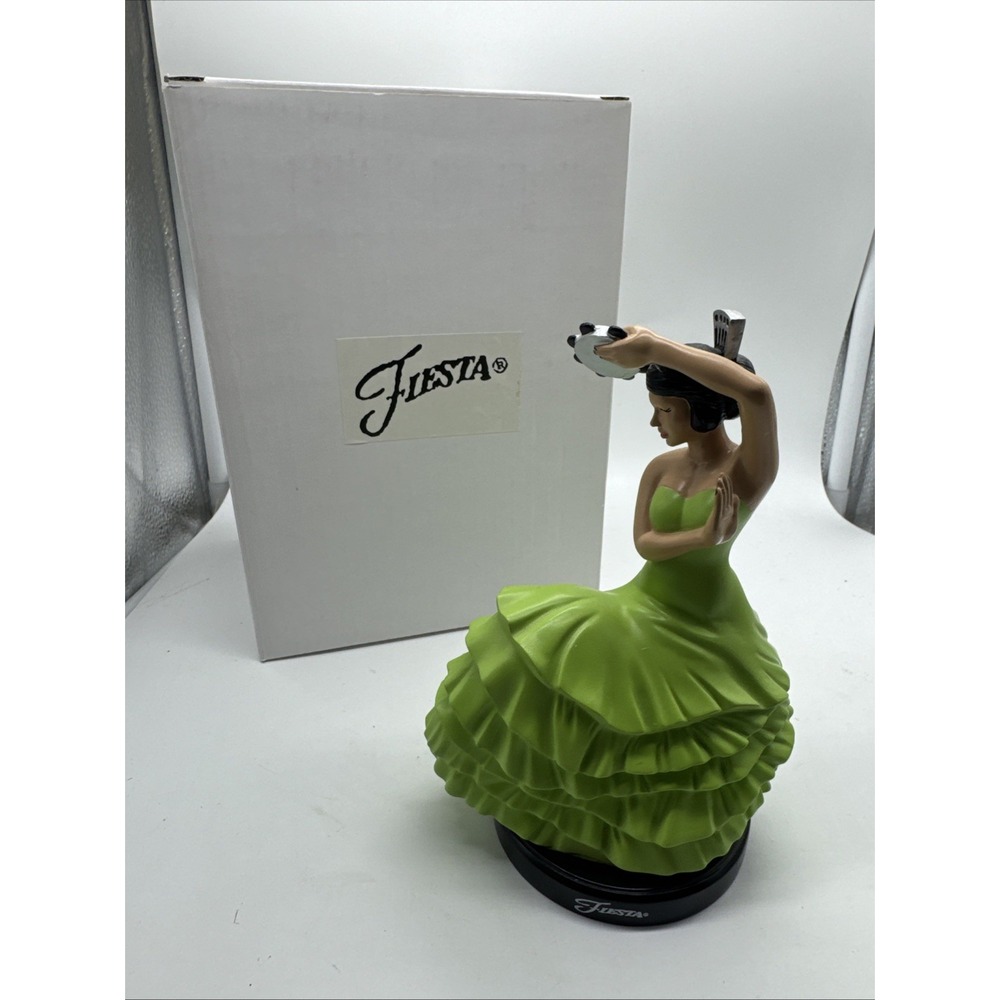 Fiesta Fiestaware Flamenco Dancing Lady Tambourine Figurine Chartreuse 6.25"